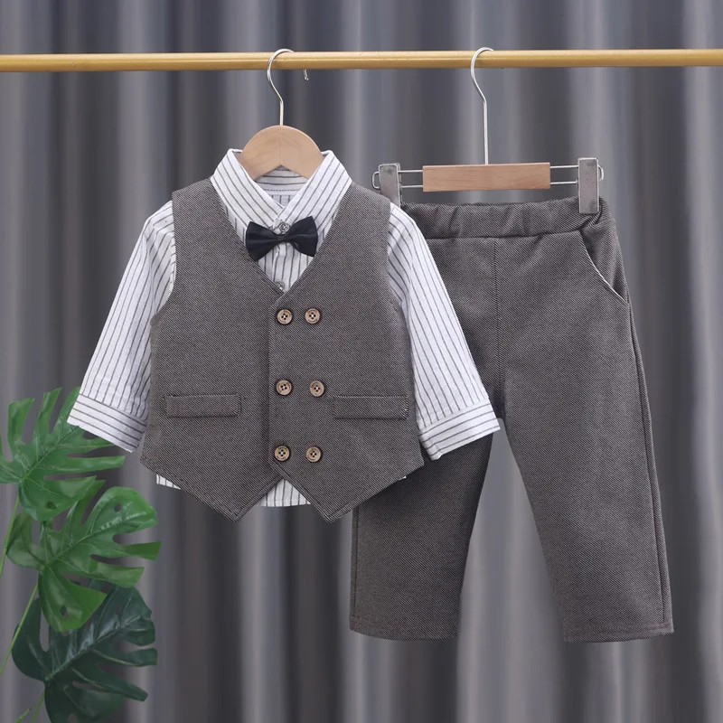 Spring Autumn Fashion Baby Clothes Suit Children Boys Vest Shirt Pants 3Pcs/Sets Infant Clothing Toddler Costume Kids Tracksuits
