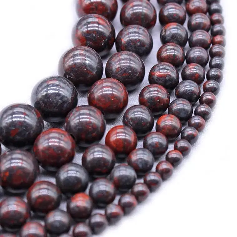 Natural Gemstone Chicken Blood Stone Jade Round Beads For Jewelry Making Diy String Bracelet Beaded Necklace Charms Accessories