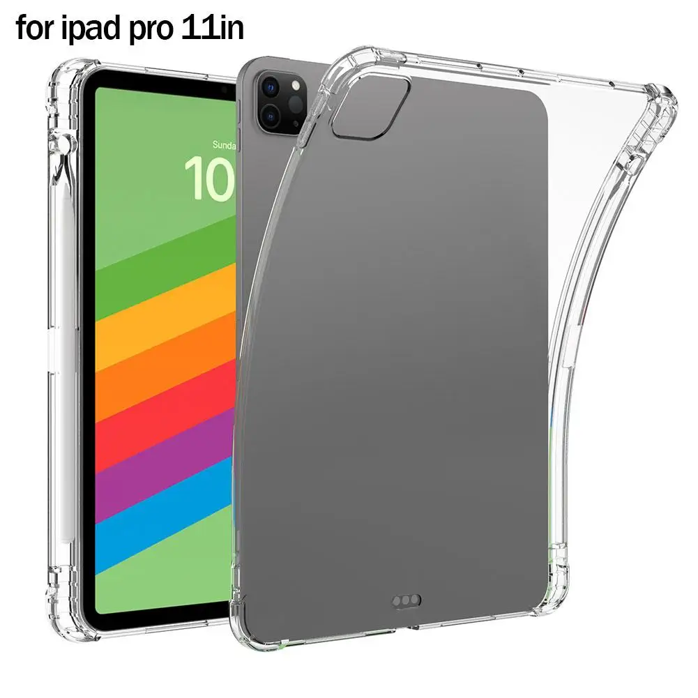 Funda suave de TPU transparente con ranura para bolígrafo, funda protectora para IPad Pro 2024, 11 pulgadas, 13 pulgadas, soporte de cuero Delgado, carcasa inteligente P2W8