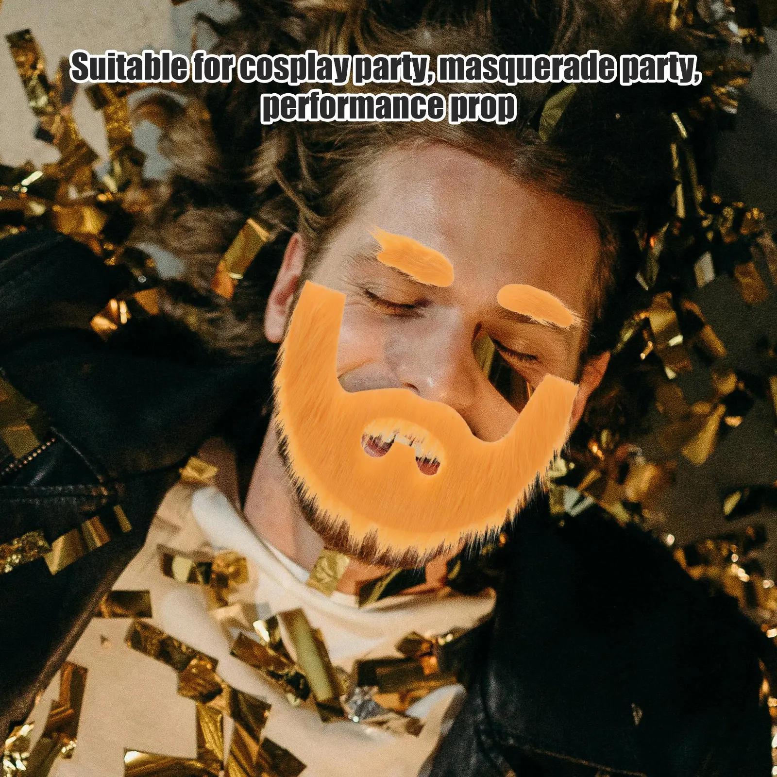 1Set Simulation Beard False Eyebrow Cloth Fake Mustache Cosplay Prop for Party Performance Fake Beard Costume Eyebrow