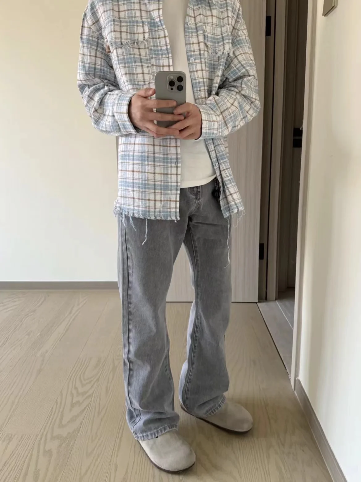 

Retro American Plaid Worn Long Sve irt Loose Women's Sle Spring Autumn ex Vintage Couples Outerwear