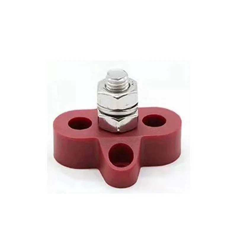 

A63X-6Pcs DC 48V 150A Busbar M10 Terminal Block Studs Battery Power Distribution Terminal Stud Bus Bar Connector For RV Boat