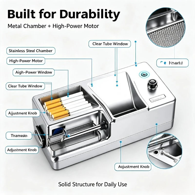 Smart Induction Tobacco Filling Tool 3‑in‑1 Fits 3 Sizes Tubes With Matching Auxiliary Tweezers