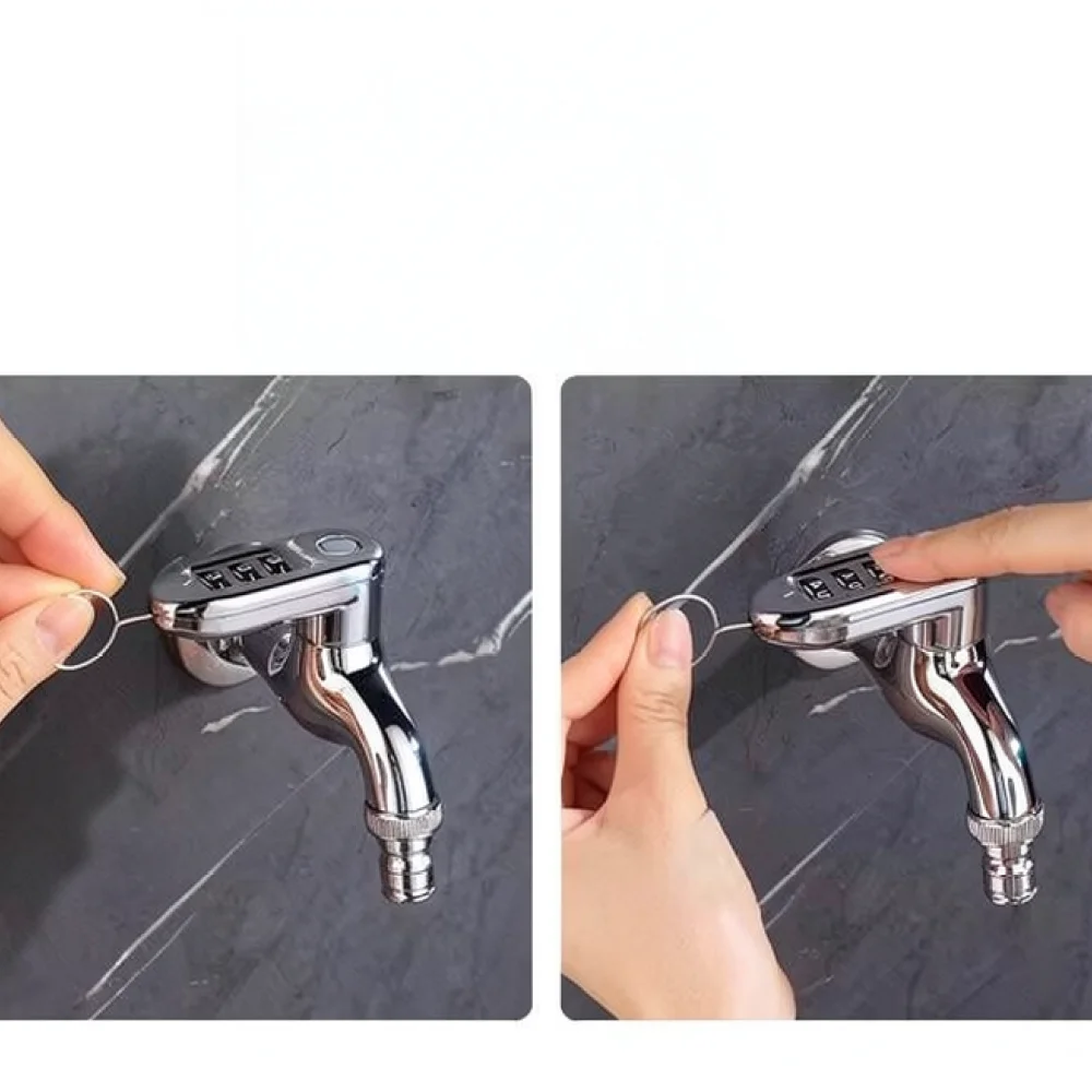 Security Locking Brass Water Tap Outdoor Anti Theft Faucet Password Control Garden Hose Connector Washing Machine Spigot