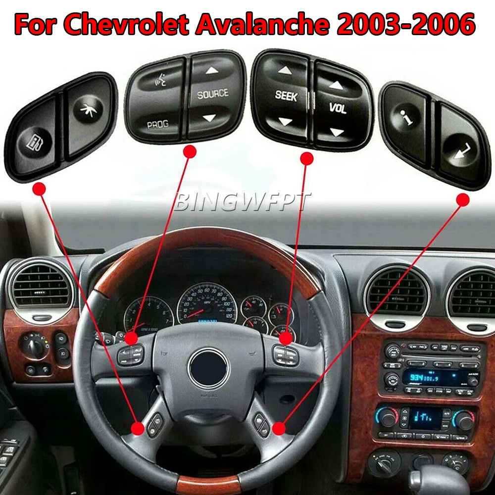 Car Steering Wheel Radio Volume Control Switch Button Accessories For Hummer H2 Buick Rainier Chevrolet Tahoe GMC Yukon 2003-06