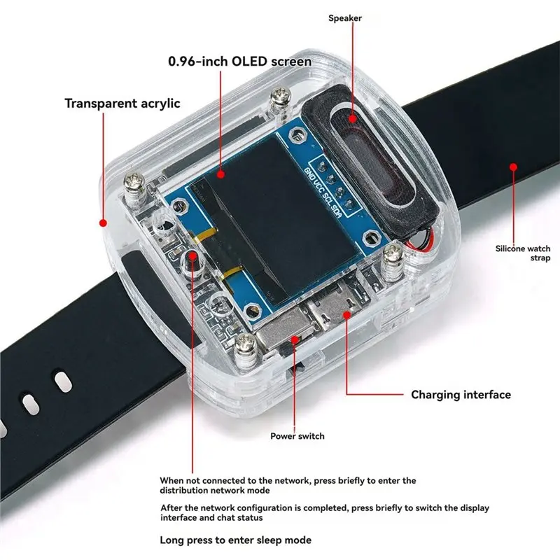 AS95-DIY kit de relógio eletrônico relógio eletrônico kit diy 0.96 Polegada display oled xiaozhi ai relógio de voz inteligente kit diy