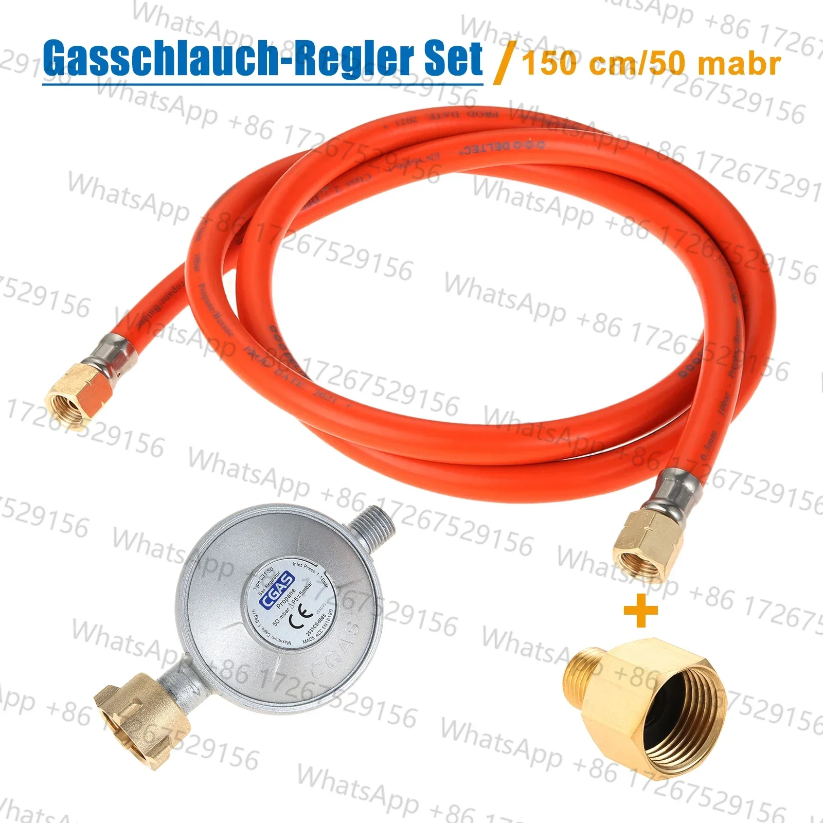 3pcs/kit Gas Hose 150cm Pressure Reducer 50mbar Regulator Set Transition 1/2