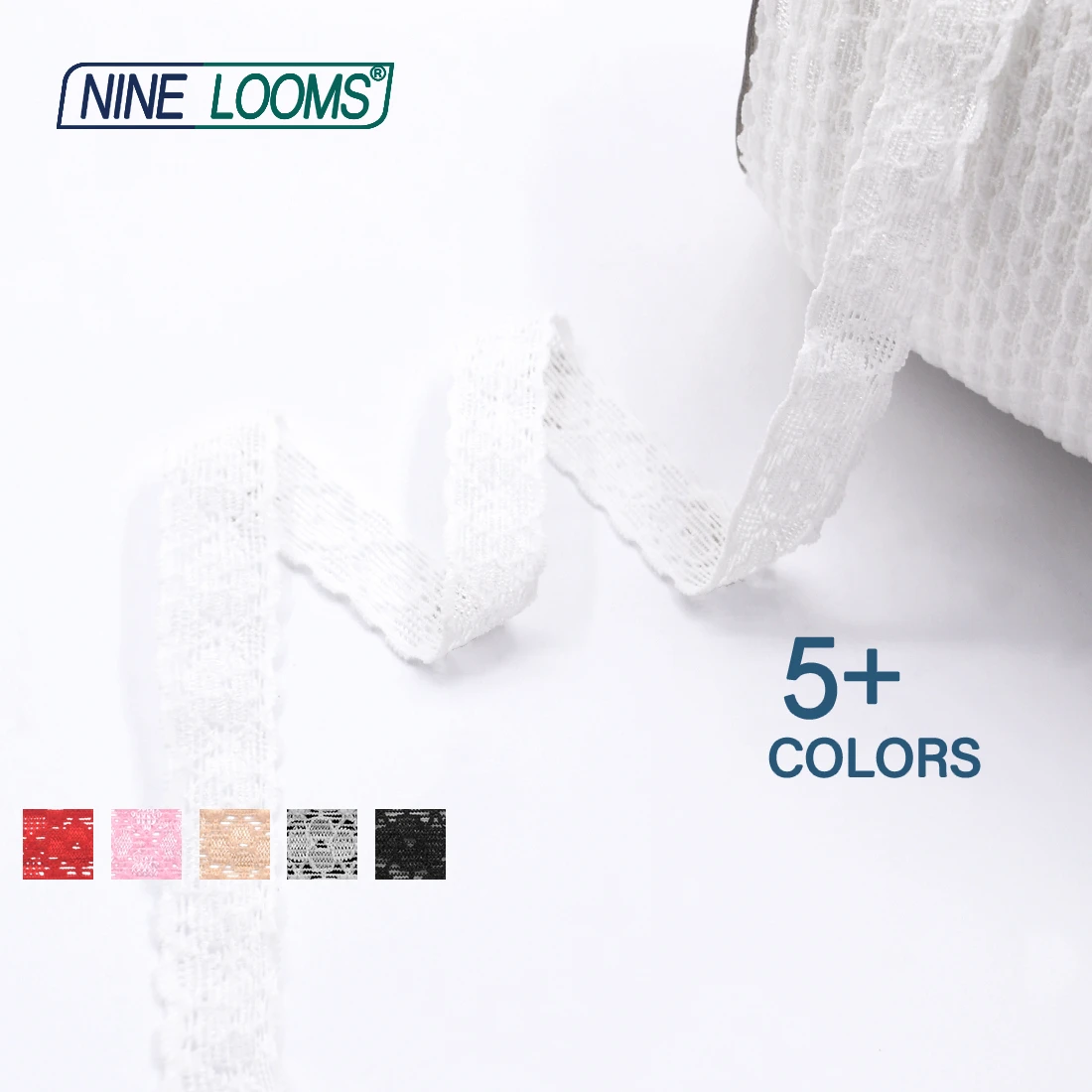 NINE LOOMS Lace Trim Elastic 3/4\