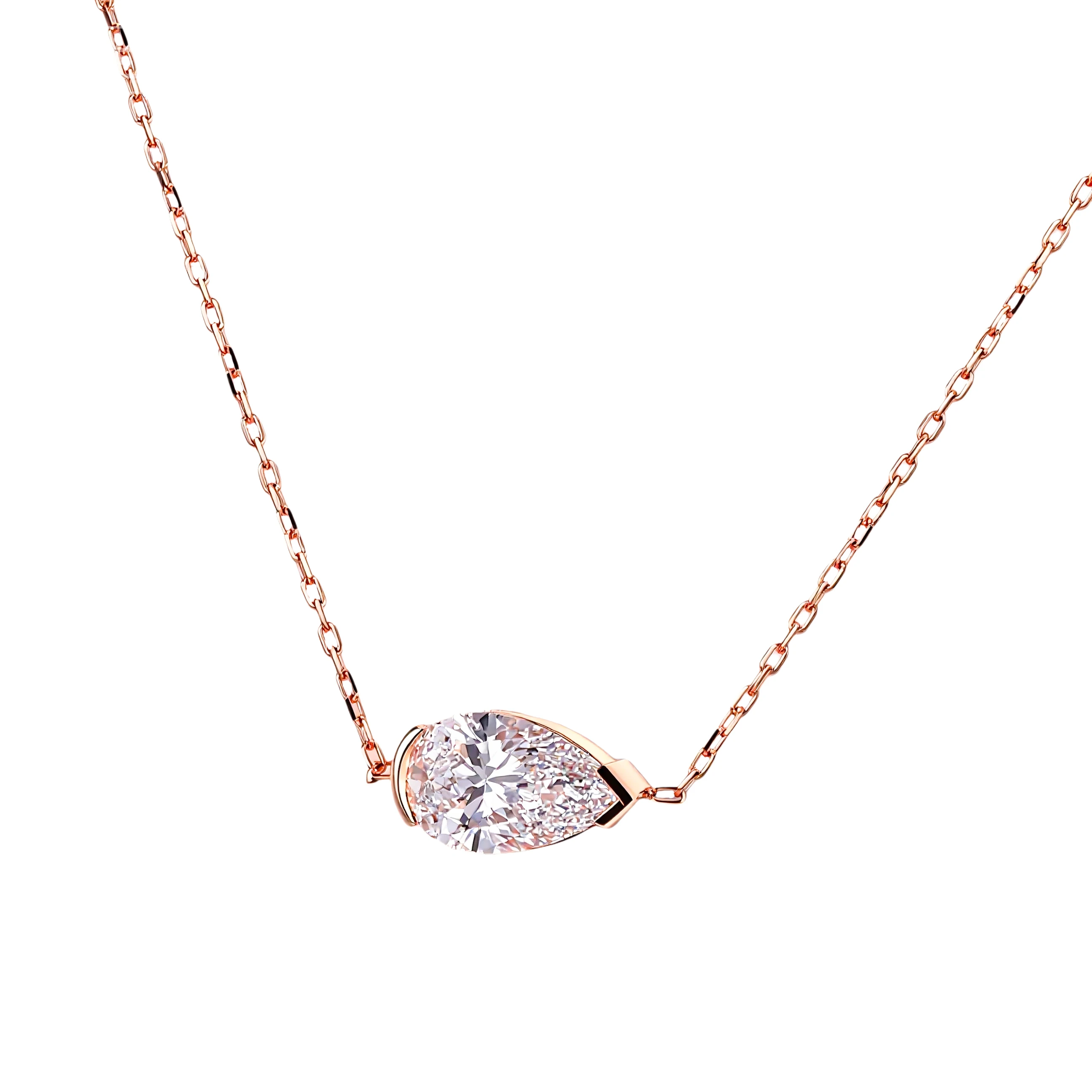 Provence 1.5 CT Pear Cut Pendant for Women Lab Grown Diamond Necklace for Mom 10K Solid Gold Women's Solitaire Drop Pendants