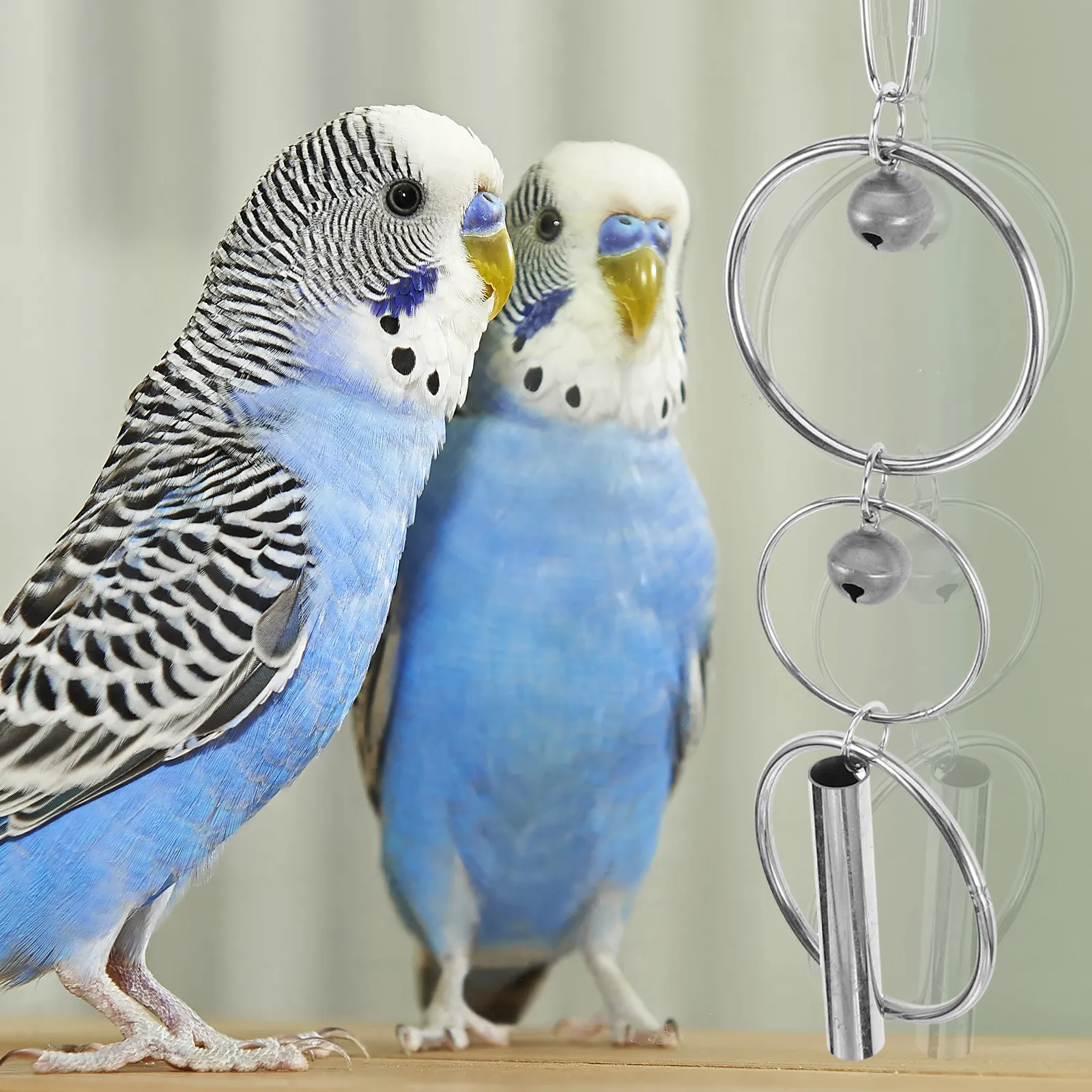 Parrot Bell String Stainless Steel Hanging Chewing Diversion Pendant Bird Cage Decor Relaxation Bell for Parakeets