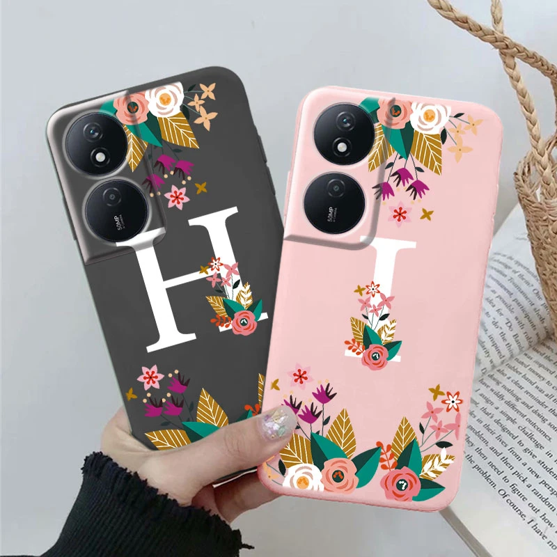 For Honor X8b X7b 50 Plus 5G Phone Cases Artistic Flower Letter Characters Cover For Honor X7b Shockproof Protective Back Shells