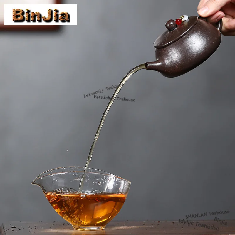 160ml Retro Yixing Purple Clay Teapots Handmade Stone Scoop Pot Raw Ore Black Gold Mud Mud Kettle Zisha Tea Set Cafes Gifts Gift