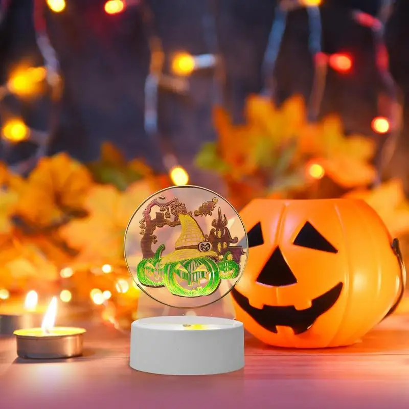 Night Lamp Painted Children Bedside Painted Night Lamp 3D Effect Parent-Child Interactive Toy Halloween Seasonal Decorations For