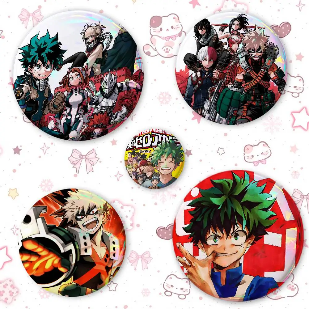 M-My He-roe-s Acade-my Round Button Badge Pin Set Anime Cartoon Game Music Cool Fashion Brooch For Backpack Clothes Hat
