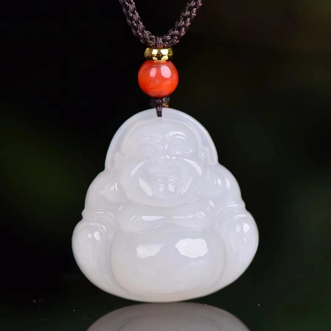 New Style Hetian Jade Qinghai Material Smiling Mouth and Always Open Maitreya Buddha Pendant Jewelry 1358#