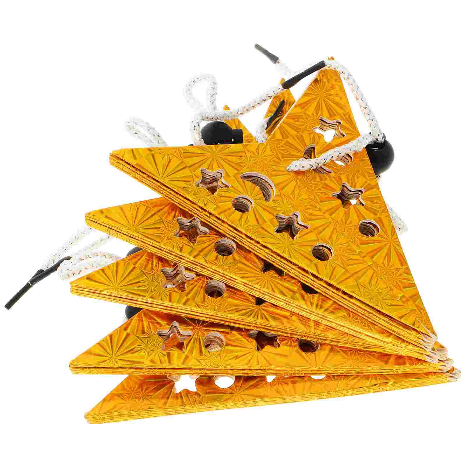 5 PCS Outdoor Christmas Decorations Star Ornament Paper Lamp Gazebo Hanging Golden Light