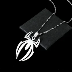 Silver Color Spider Pendants Halloween Necklace for Women Men Geometric Metal Chain Choker Necklace Jewelry Festival Party Gift