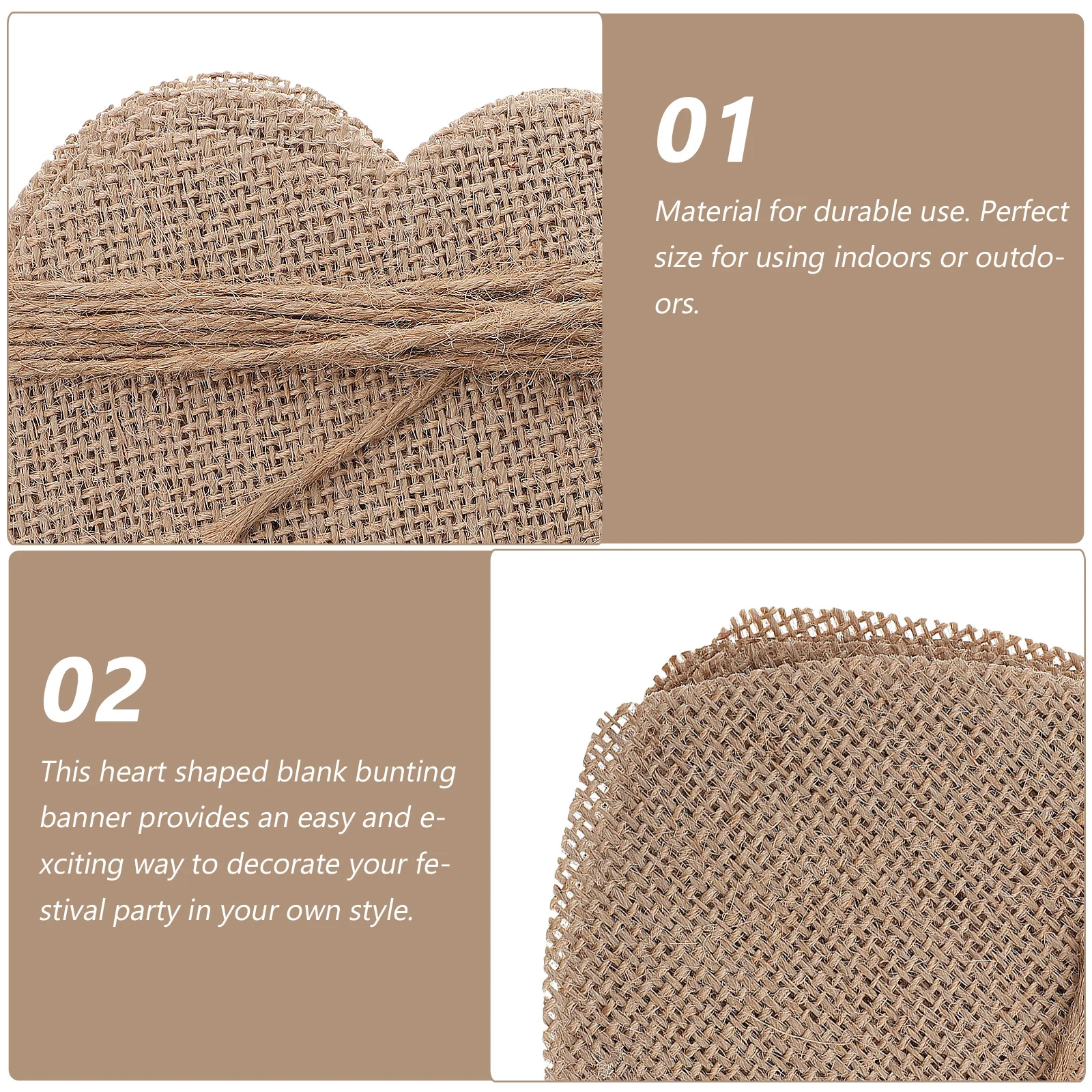 

4M Heart Shaped Burlap Banner DIY Blank Bunting Garland for Wedding Baby Shower Christmas New Year Decor