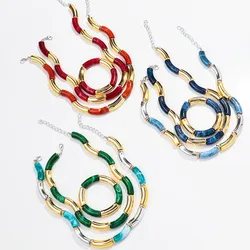 2025 New Chunky Acrylic Bamboo Tube Choker Necklace for Men Women HipHop Serpenti Shape Stack Necklace Party Jewelry Collar Gift