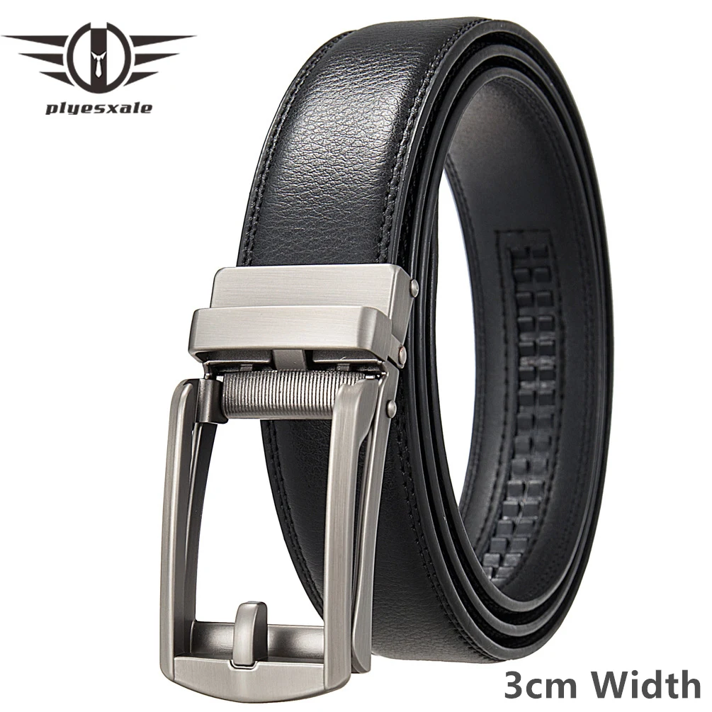 

Plyesxale 30mm Width Black Real Cow Leather Men Belt Designer Luxury Automatic Buckle Male Waist Strap Mens Dress Belts B1365