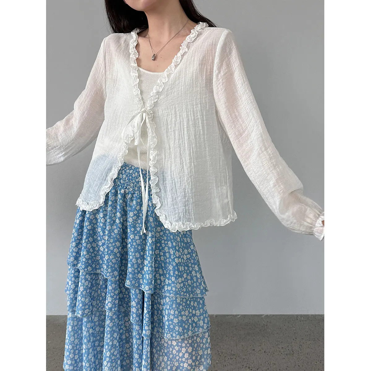 Coat Women Coats Thin Short Jackets Ruffles Solid Sweet Y2k Streetwear Work Casual Loose Elegant Jacket Open Stitch 2026 Spring