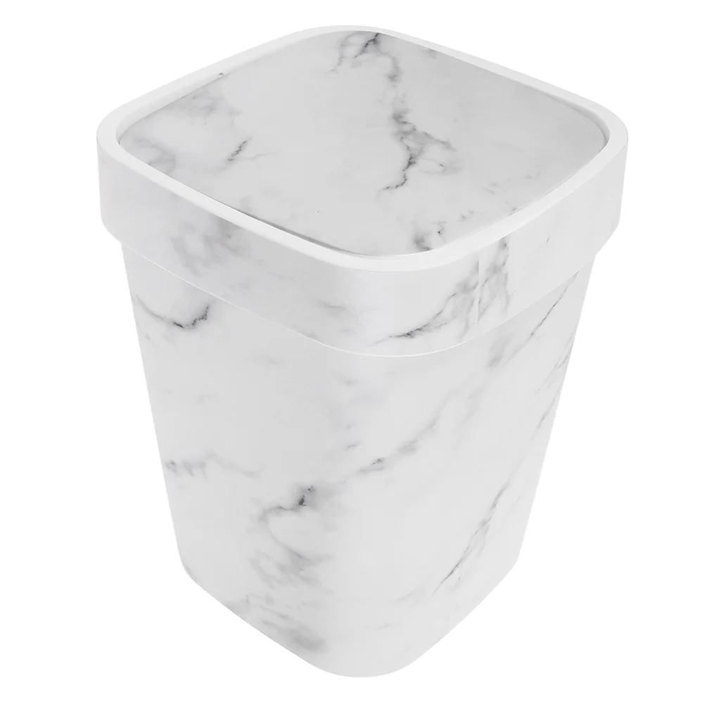 

Bins Marbled Trash Can Waste Basket for Bathroom Household Toilet Garbage Bedroom Office