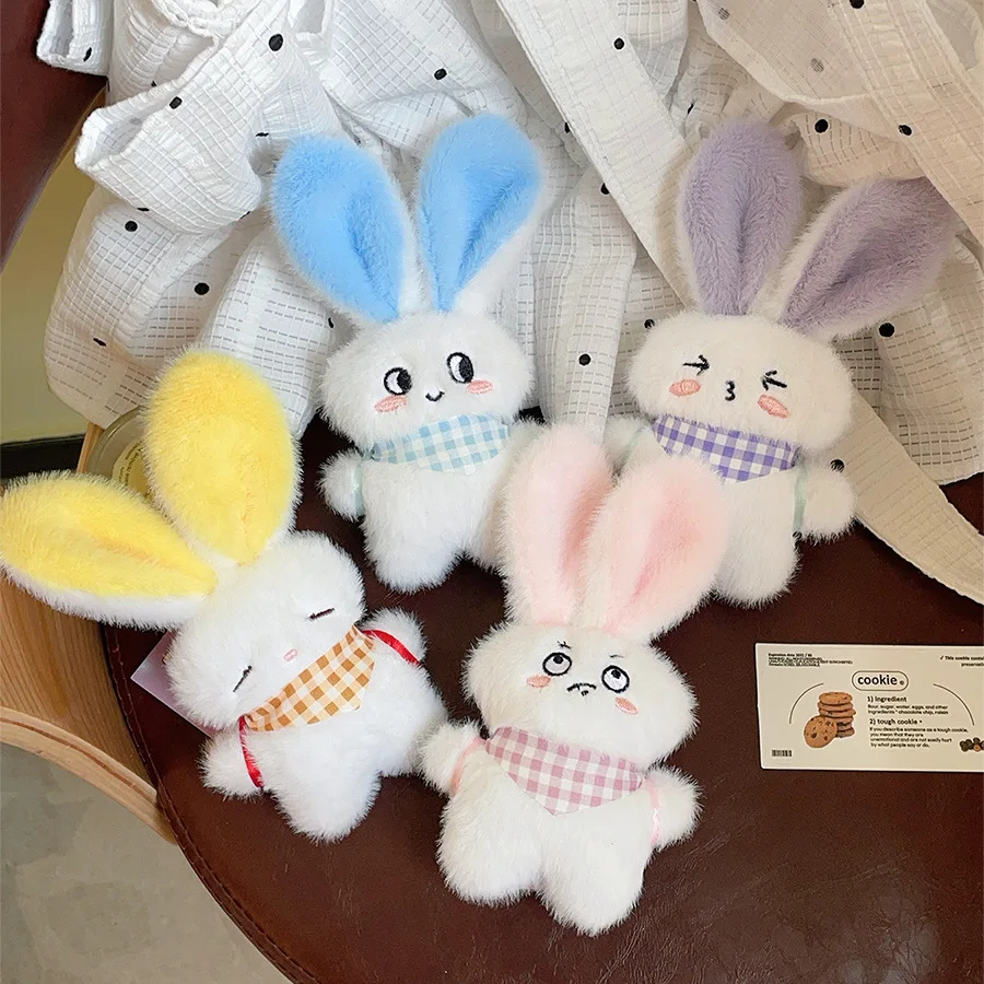 Cute Plush Doll Rabbit Keyring Simulation Cartoon Plush Stuffed Animal Bunny Keyring Backpack Decor Pendant Birthday Xmas Gift
