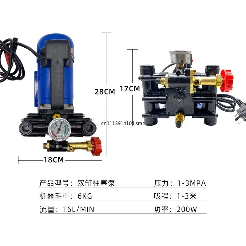 Portable sprayer Agricultural electric fruit tree sprayer 12V48V60V222 volt high pressure double cylinder plunger pump