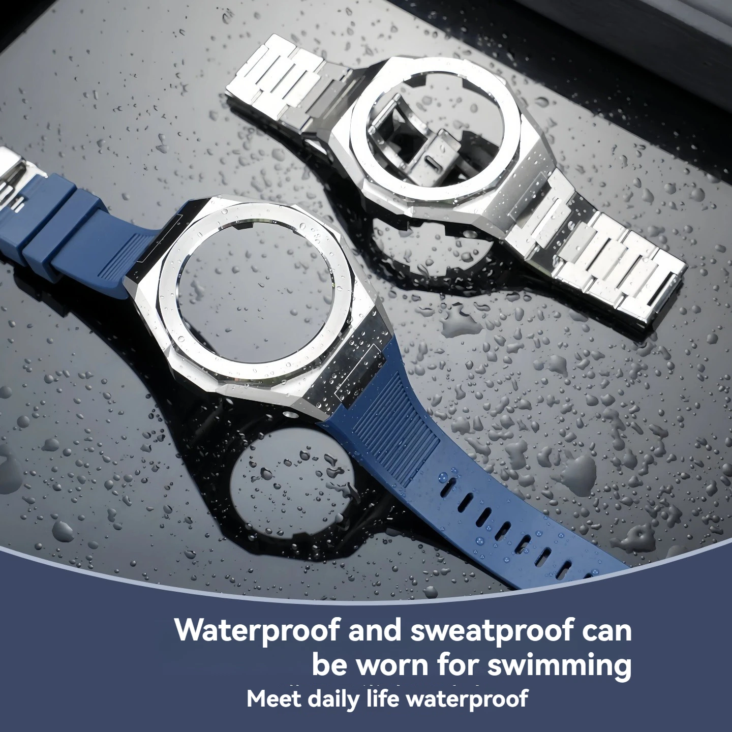 حافظة وحزام GA110 · حافظة ساعة عصرية لمجموعة تعديل GA110/100 حزام من الفولاذ المقاوم للصدأ حزام مطاطي فلوري حافظة معدنية مع أدوات