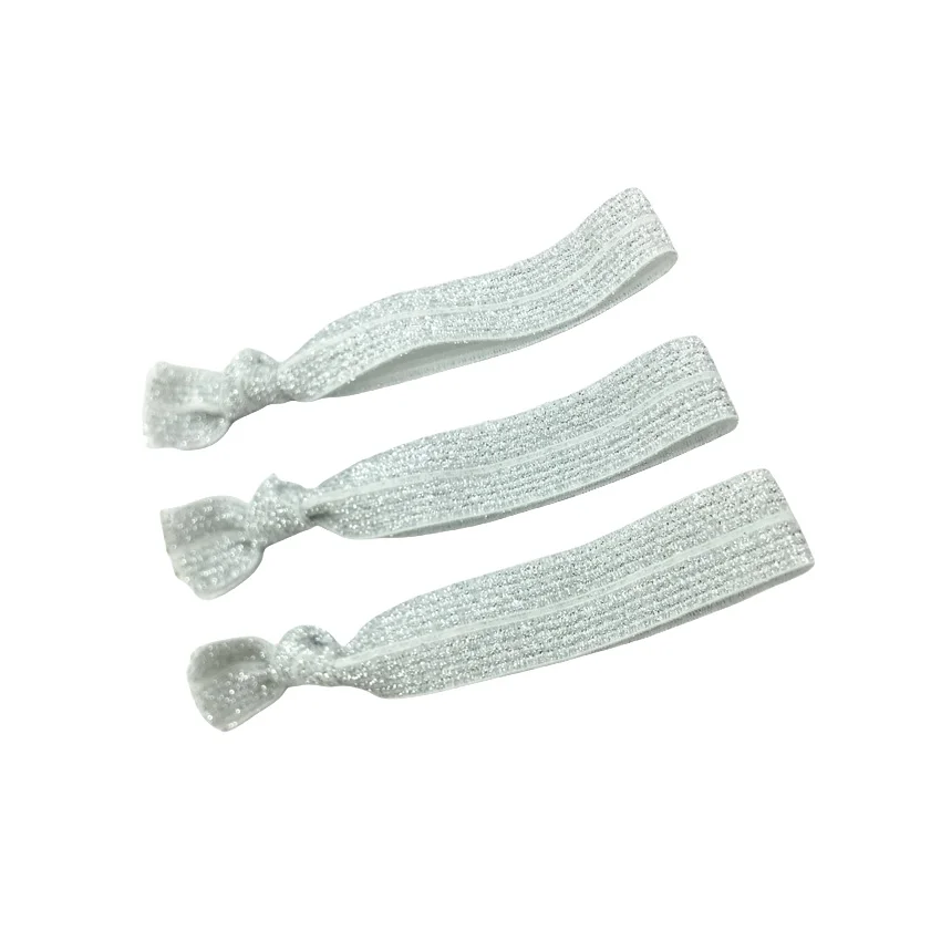 50 Stück/200 Stück glitzernde geknotete Haargummis, Pferdeschwanzhalter, bunt, keine Falten, elastisches Band, Handdreh-Armband, Zubehör – Detail 7