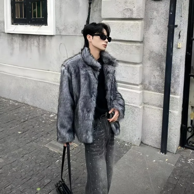 

Winter Imitation Fox Fur Short Thick and Versatile Fur Jacket 2024 New Hot Selling Men's Fashionable Coat