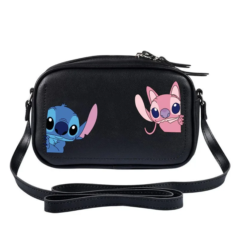 MINISO Disney New Series Cartoon Cute Stitch Crossbody Bag Printed Camera Small Square Portable Anime Bag PU Shoulder Bag Gift