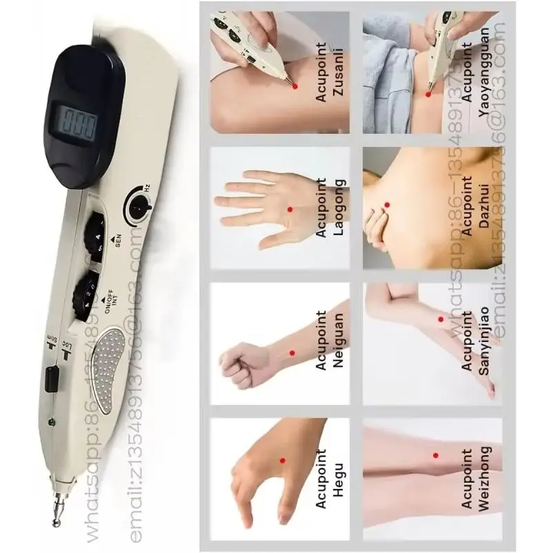 Electronic Acupuncture Pen Meridian Pen Find Acupoints Automatically with 3 Massage Heads Rechargeable