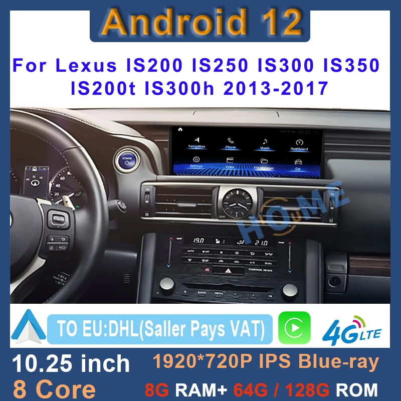 

Android 12 8+128G Car Multimedia Player CarPlay Autoradio For Lexus IS 200 250 300 350 200t 300h 2013-2017 Radio GPS Navigation