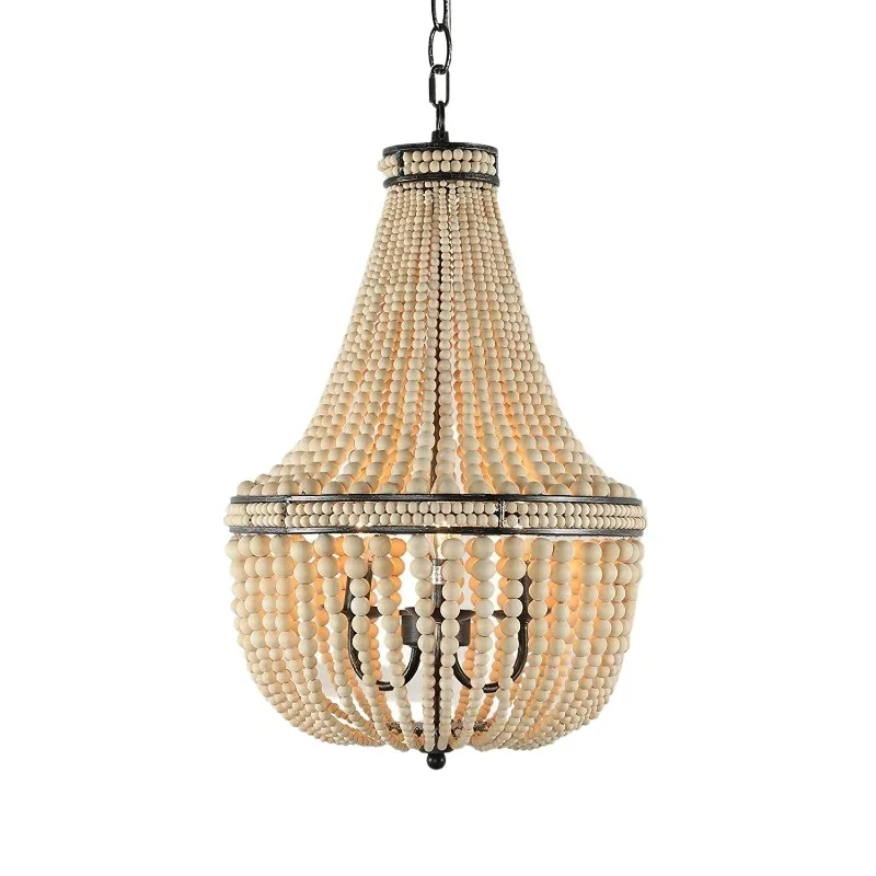 American export wood beads, chandelier, living room, bedroom, study, dining room decorative lamps, retro personality