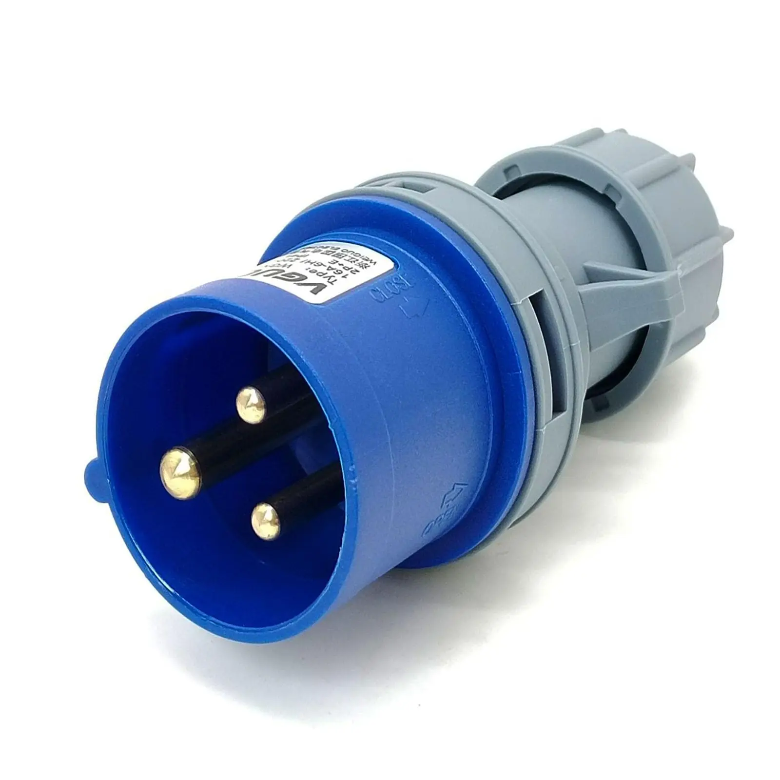  IEC60309 Waterproof CEE Industrial Connector Plug 3Pin 16A 250V 2P+E IP44 Cable Mount (Type-1）