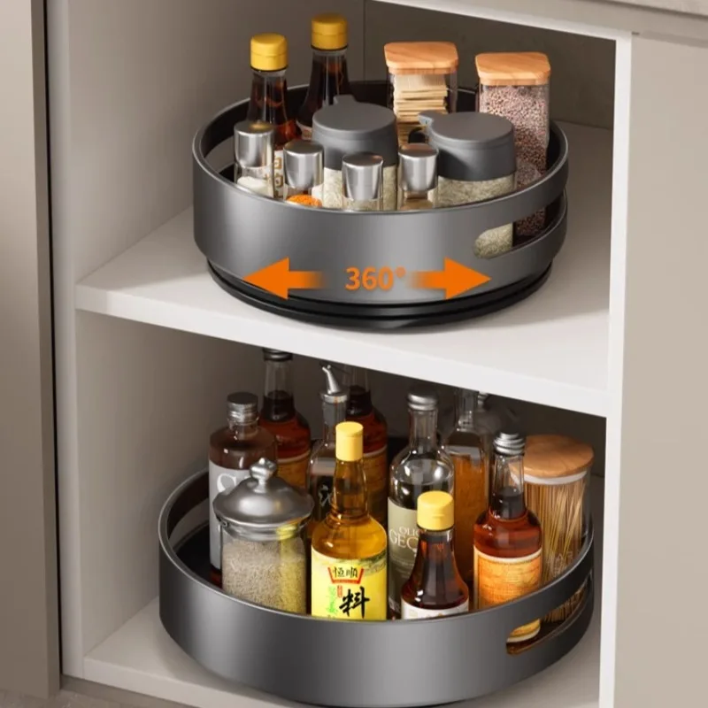 Open Aluminum Spice Organizer Swivel Countertop Seasoning Tray Oil & Vinegar Holder Tall-Rail Kitchen Condiment Rack