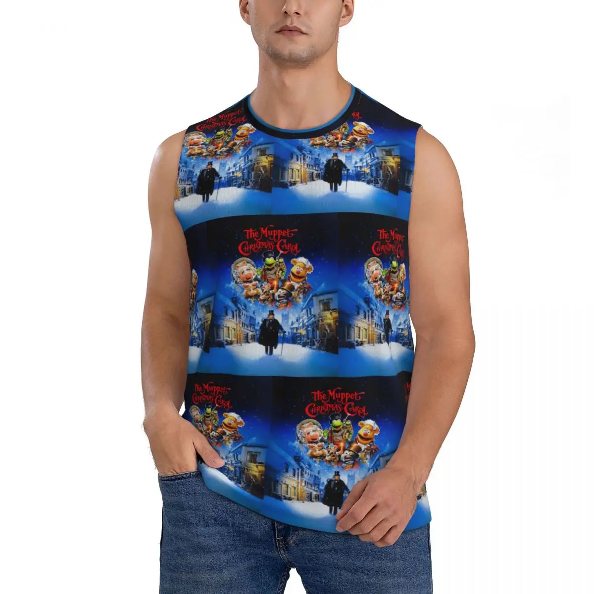 Muppet Christmas Carol Men Sleeveless Tank Tops Quick Dry Breathable Gym Fitness Running Summer Casual Sport Vest