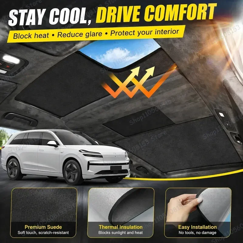 For NIO ONVO L90 2025–2025 UV Blocking Suede Sunroof Shade with Static Cling Heat Insulation Skylight Cover for Car Interior