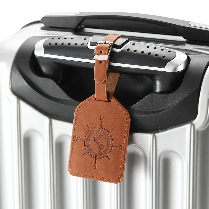 1PC Portable PU Leather Luggage Tag Suitcase Identifier Label Baggage Board Bag Tag Name ID Address Holder Travel Passport Card