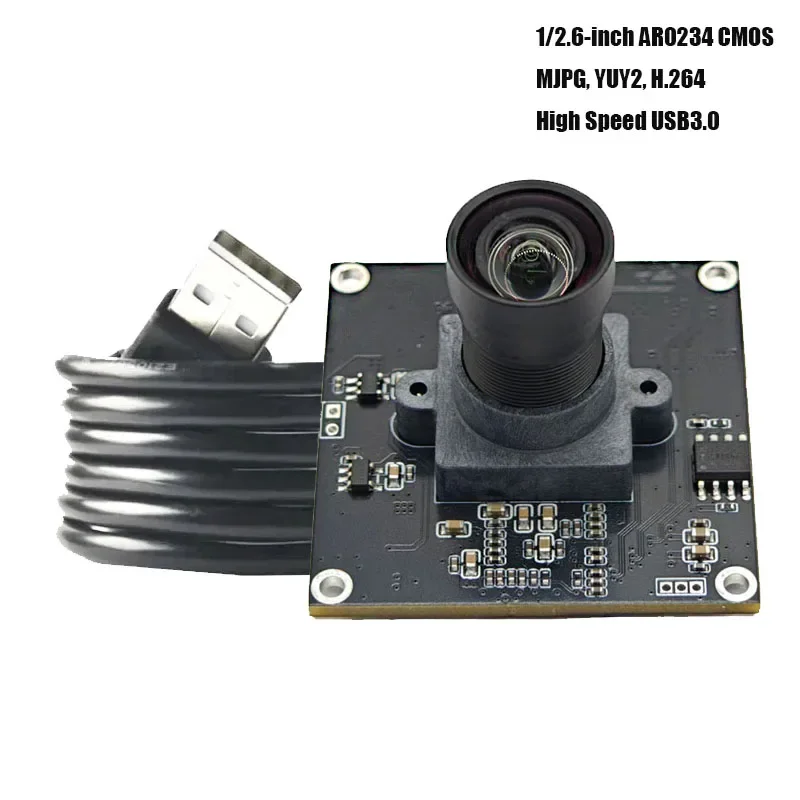 2MP HD 1/2.6-inch CMOS AR0234 USB3.0 Camera Module FF Global Shutter MJPG, YUY2, H.264 UVC Protocol 120fps Plug-and-Play