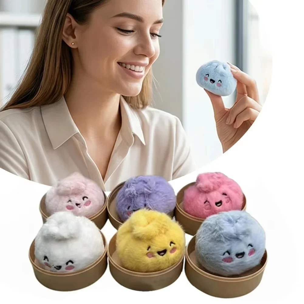6pcs Stress-relieving Dumpling Series Box Cute Fluffy Dumpling Stuffed Toy Soft Collectible Surprise Gift Plush Keychains