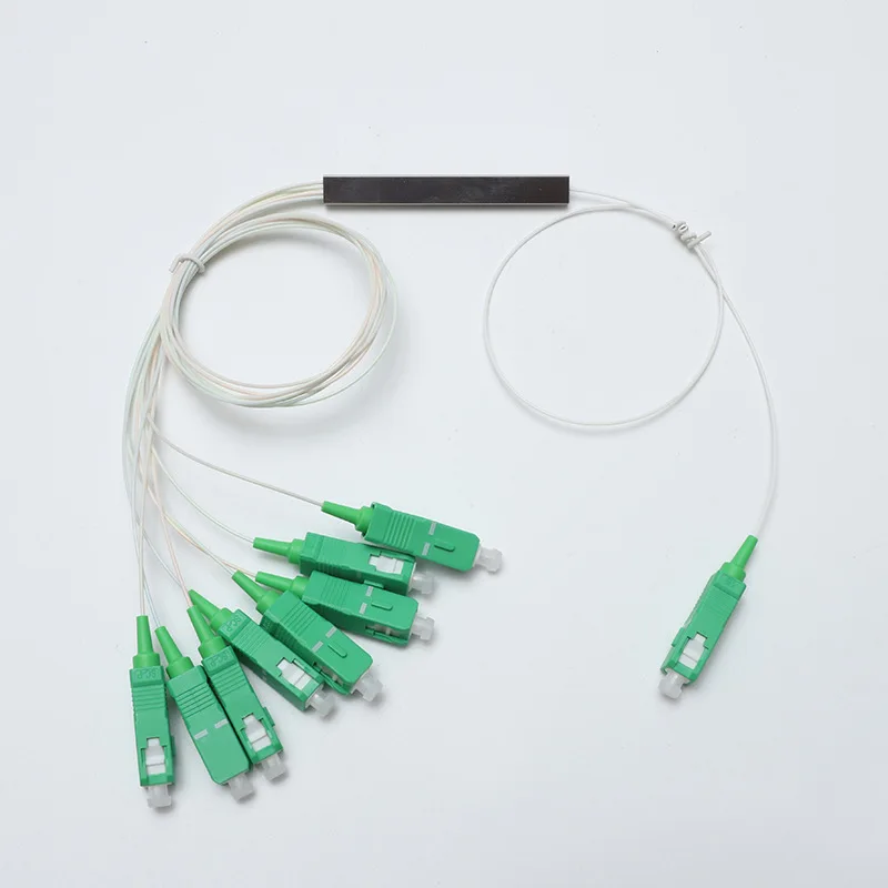 FTTH SC APC 1*8 PLC Fiber Optic Splitter SC 0.9MM singlemode mini Steel Pipe optical splitter