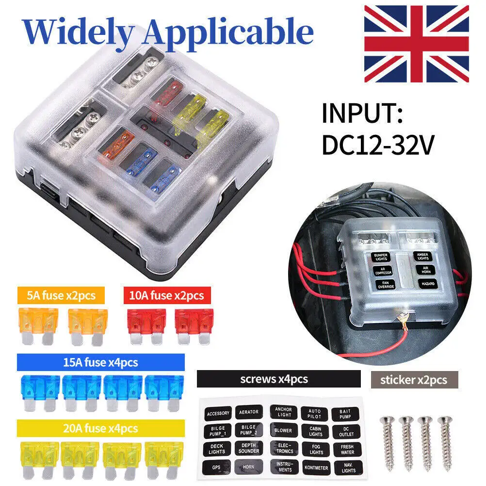 ชุดบาร์รถบัส12V 32V กล่องฟิวส์ทรงใบมีด6ทาง