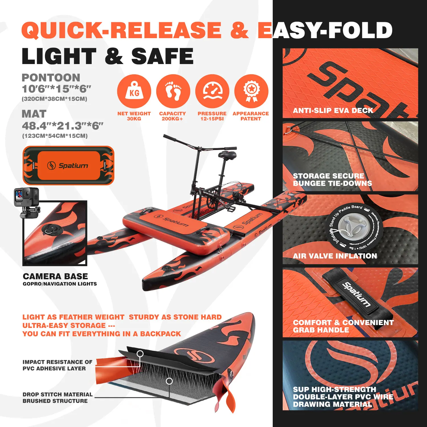 Favorite 2025 New Arrival Inflatable Pedal Boat Floating Inflatable Water Bike Water Bicycle Floating Bike's Frame For Sale