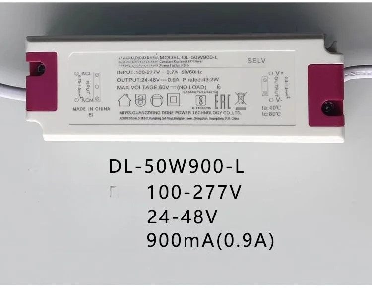 

DL-50W900-L original LED power driver 50W 24-48V 900MA ballast tube/spotlight transformer DONE