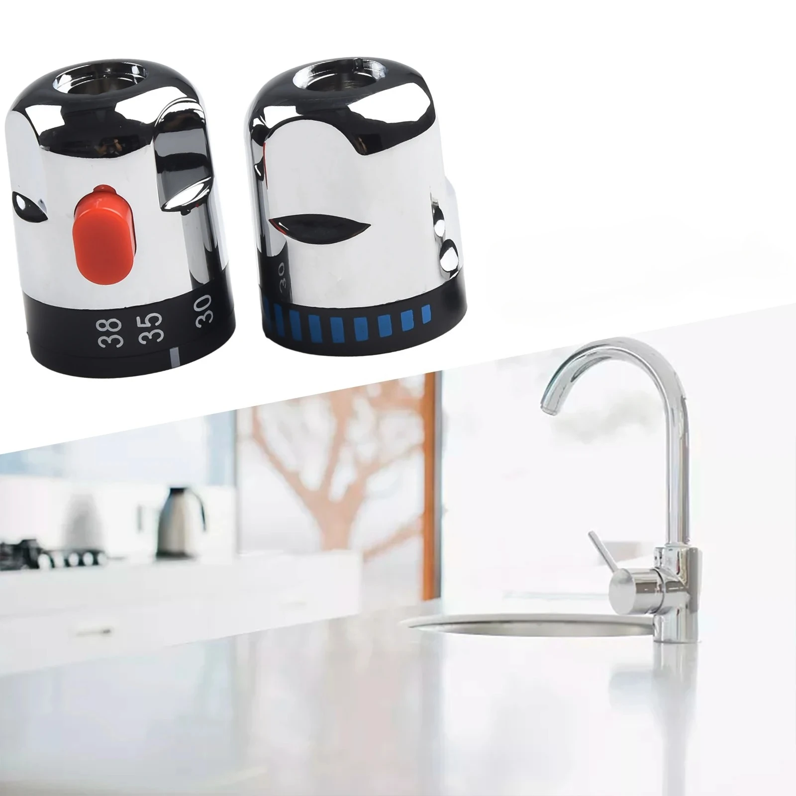 For Bath Shower Mixer Taps Solar Valve Head 1 Pair Thermostatic Control Handle Thermostatic Mix Valve Intelligent On Off Control
