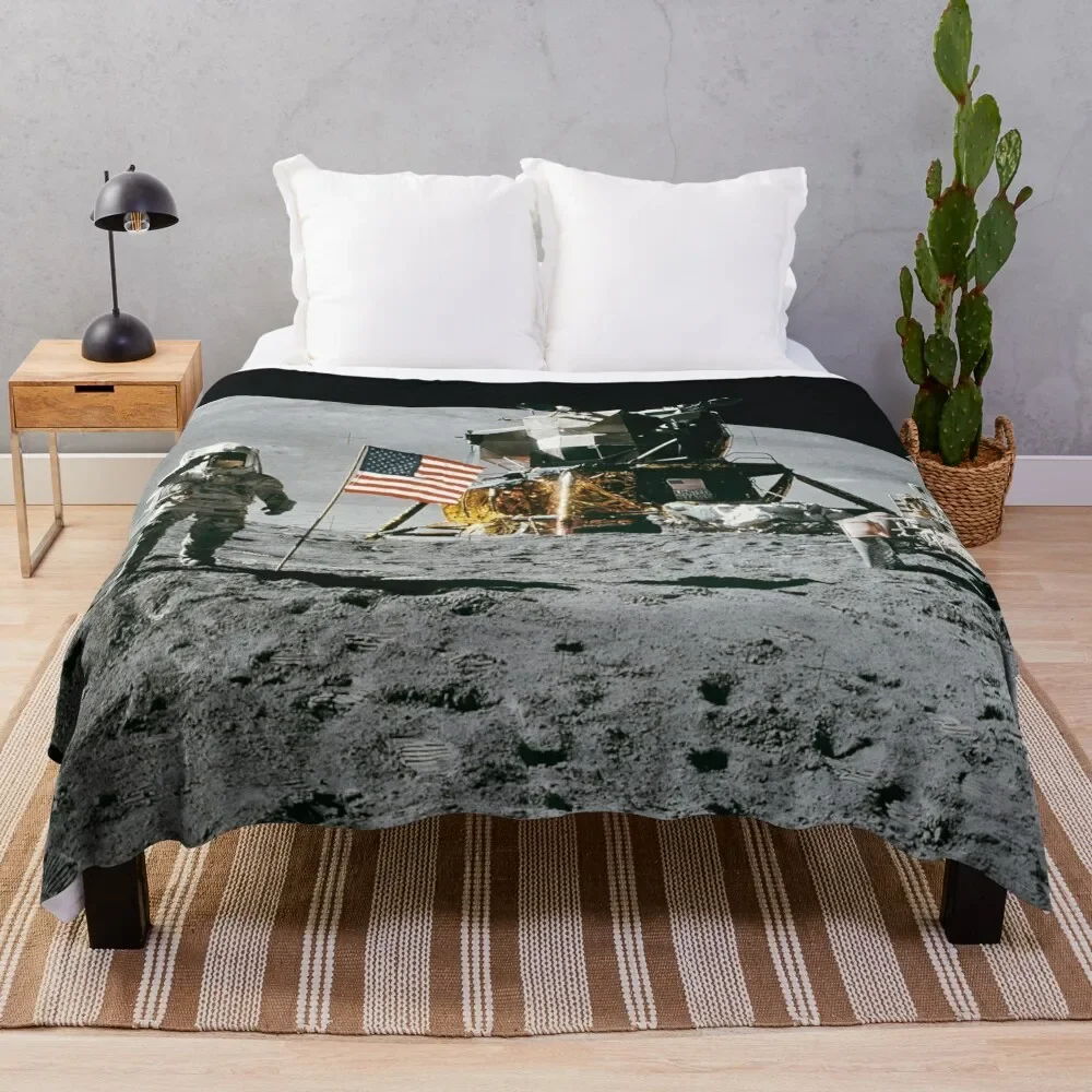 

Apollo 15 Mission Photo Throw Blanket Shaggy Furry Soft Blanket for Bedroom Living Room