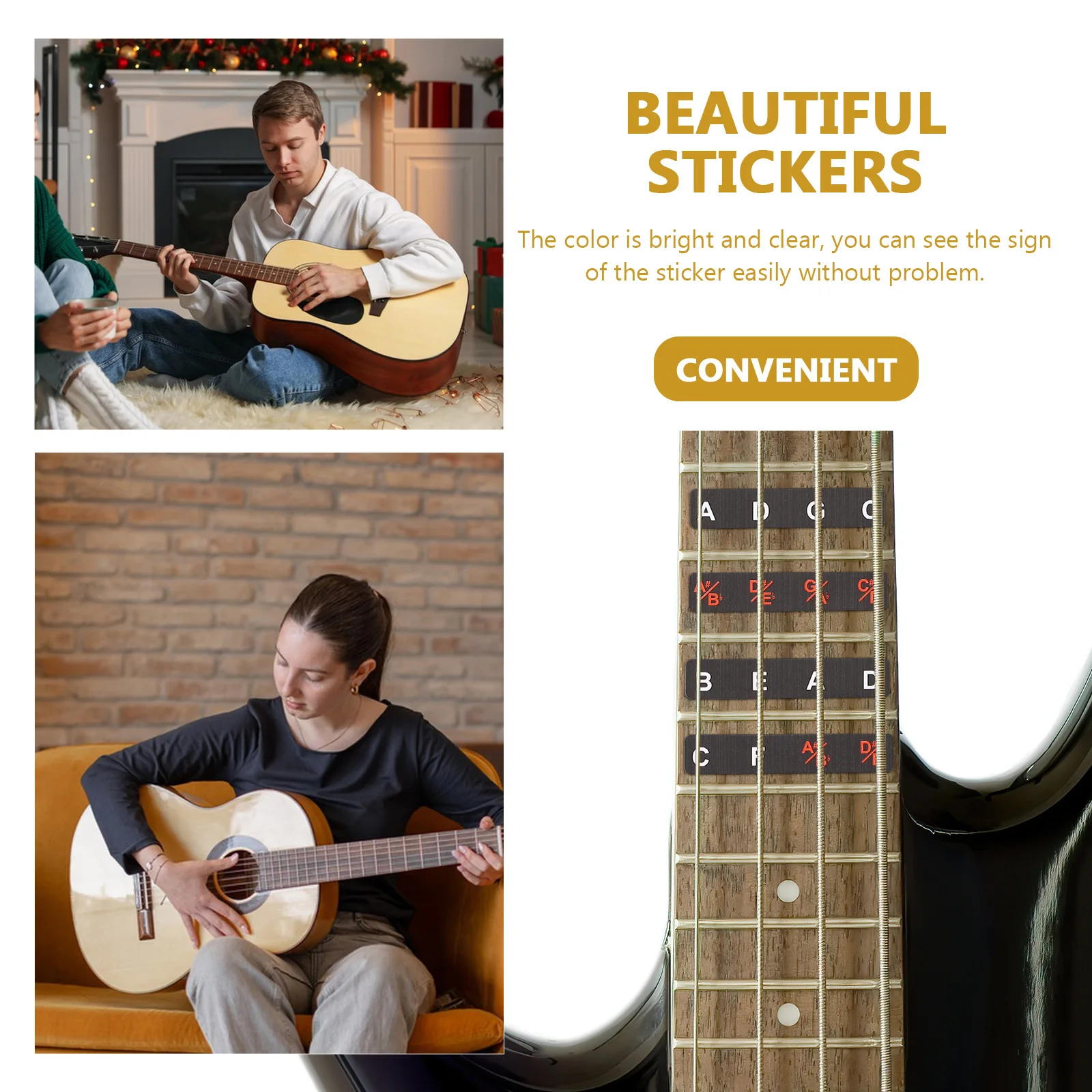 

2pcs Guitar Fingerboard Sticker Reusable Note Stickers For Beginner Fretboard Decals Guitar Practice Tool Learning Accessories
