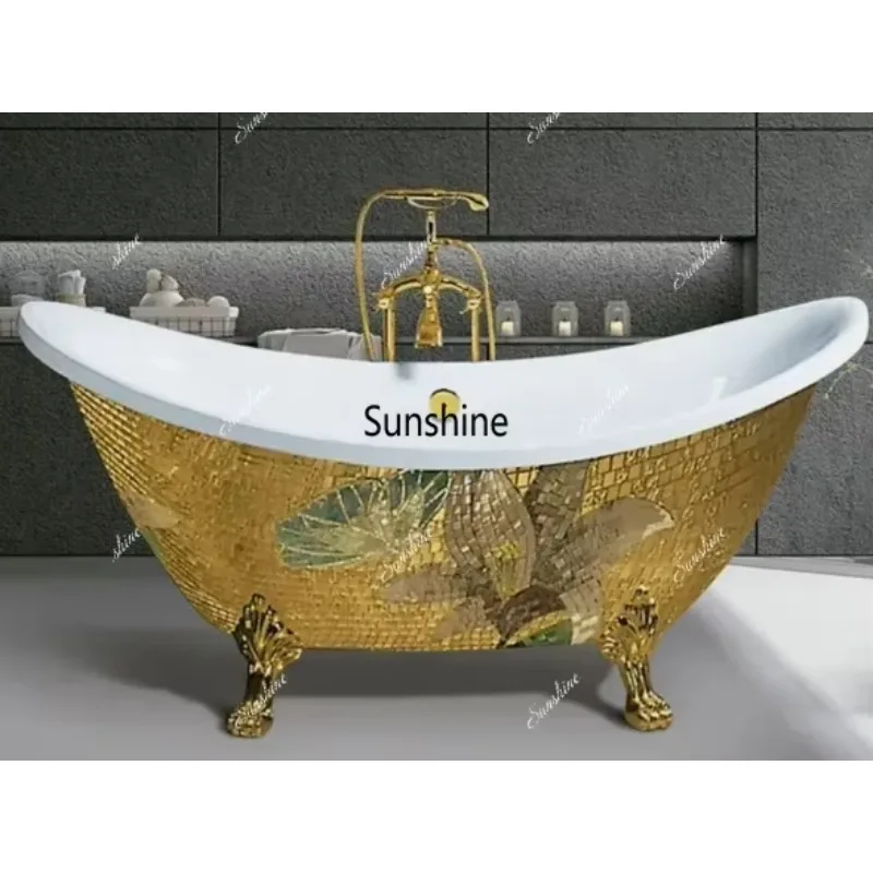YRed Japanese Resin Standing Bathtub Transparent Clear Artificial Stone Various Color Soaking Bathroom Shower Modern Hotel